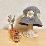 モチーフつなぎのバケットハット＊グレージュ