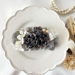 ホワイト&グレー　アンティークローズのバレッタ