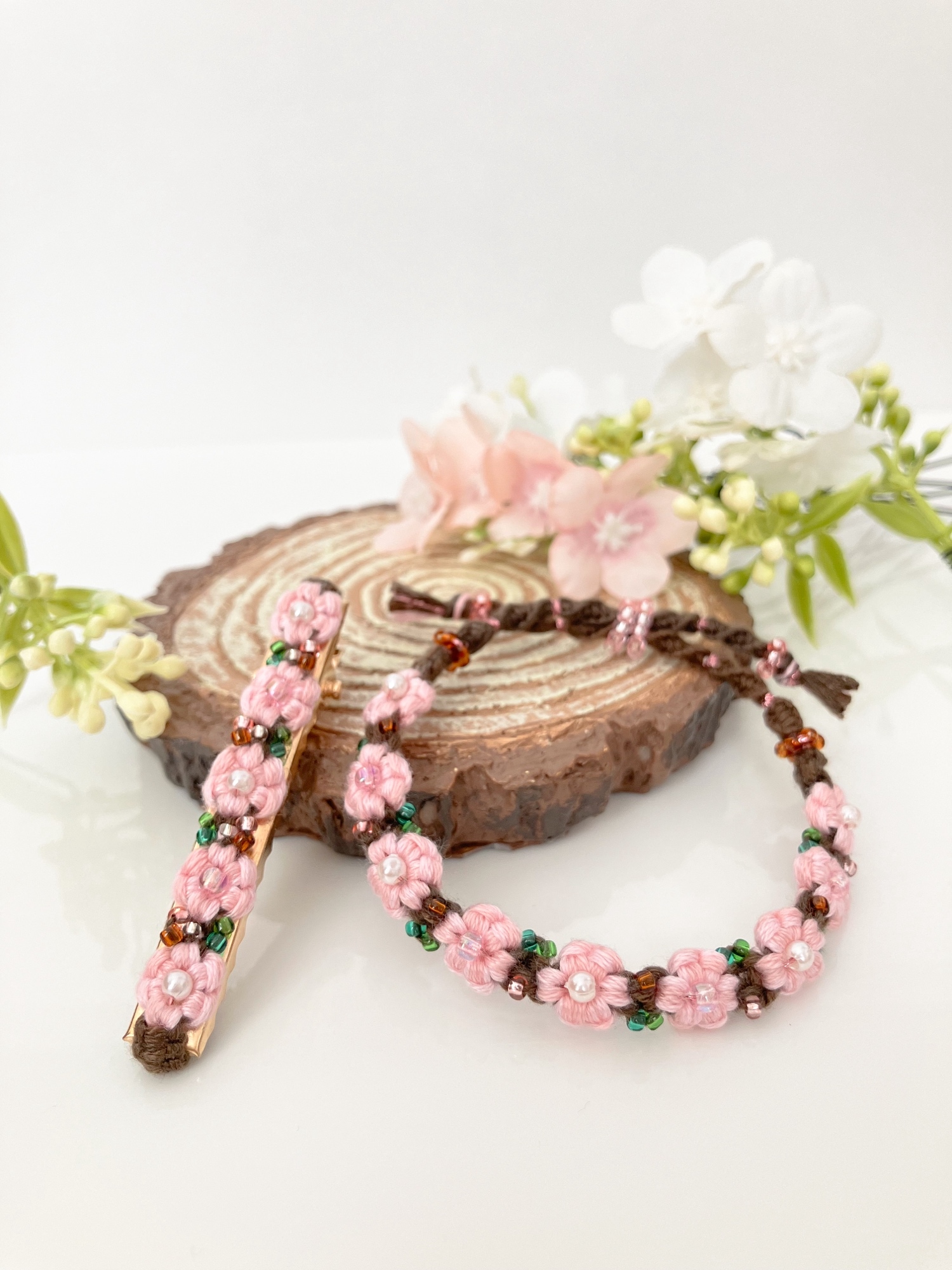 受注製作】さくら＊桜＊おおきなお花ブレスレット＊定番のお花シリーズ