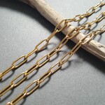 [1m] オール ステンレス製 10mm x 4mm ボックス チェーン ゴールド 24KGPイオンメッキ ニッケルフリー 金属アレルギー対応　サージカルステンレス