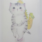 サックス猫のクリアファイル(Ａ５サイズ)