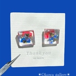 No.145 レジンピアス/青×赤×ハート✴︎Okowa gallery✴︎