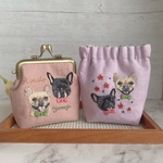 【オーダー】うちの子刺繍がま口ポーチ、バネ口ポーチ
