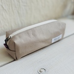 柔らかペンケース　11号帆布（ペールベージュ）白紫