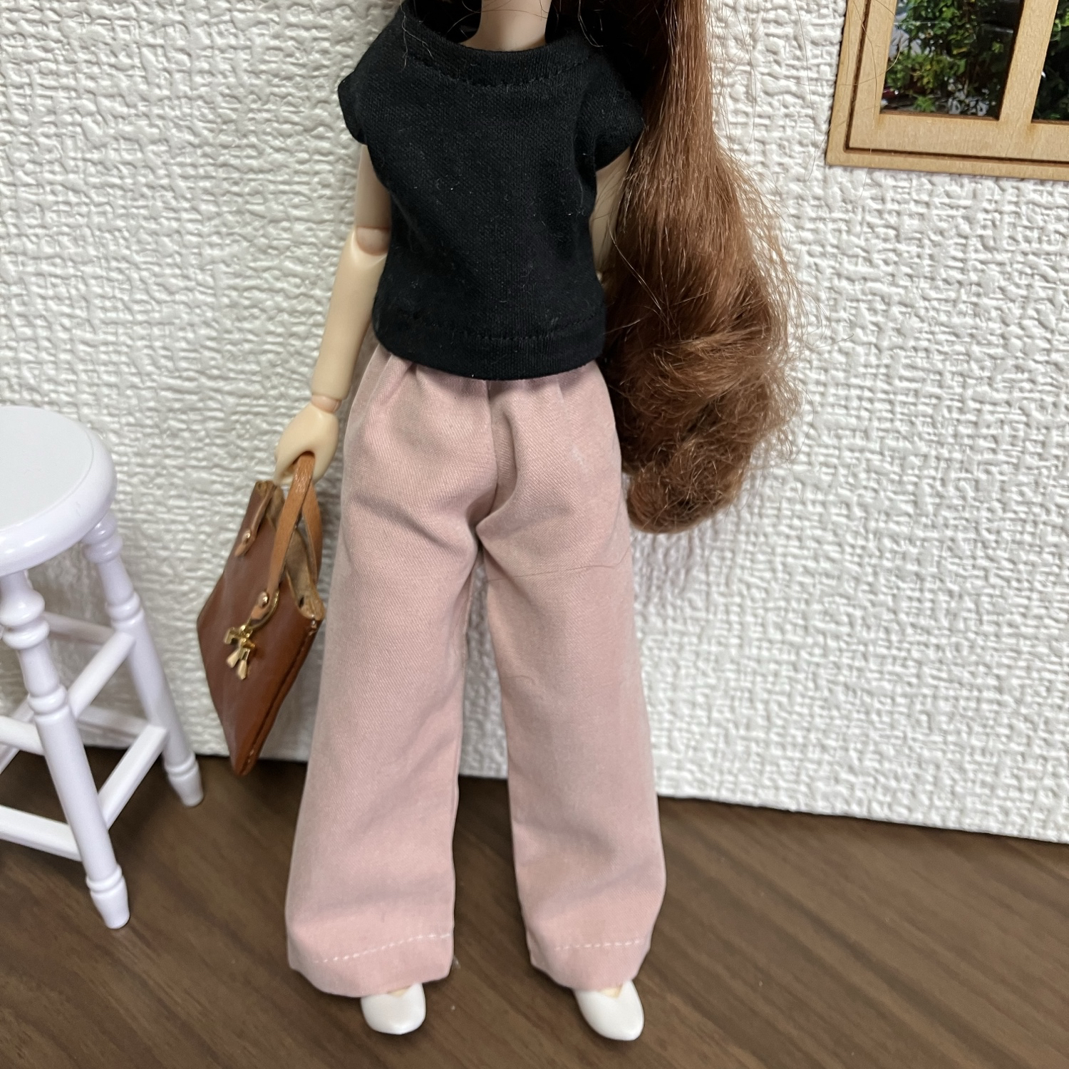 ワイドパンツ☆22センチドール洋服☆ドール服1/622㎝ドール【ピンク系