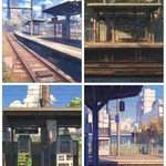B-33 駅 ホーム 背景紙 素材 コラージュ collage シート sheet achashop