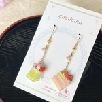 桜ムースと抹茶ラテのピアス