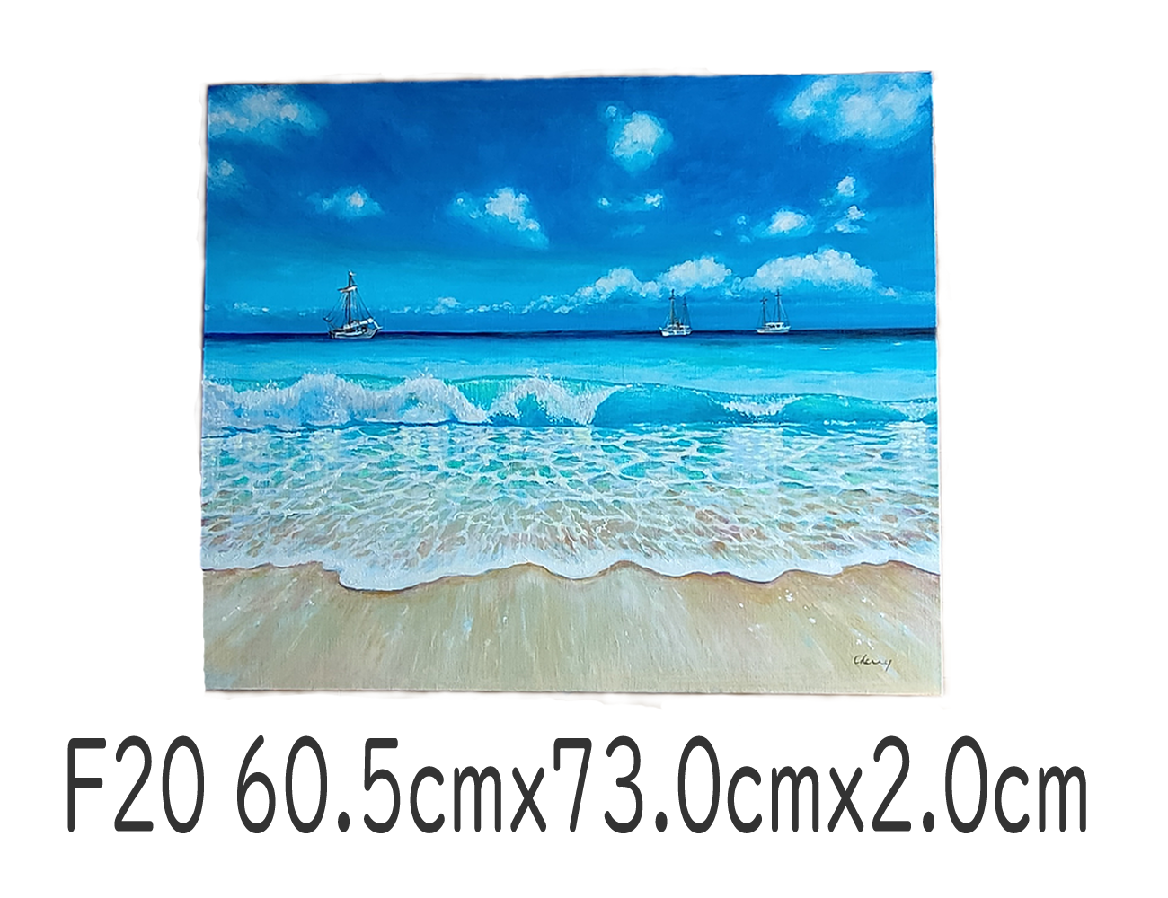 一点物】『 碧海と漁船の詩 』油絵 F20号 油彩 手描き 絵画 原画