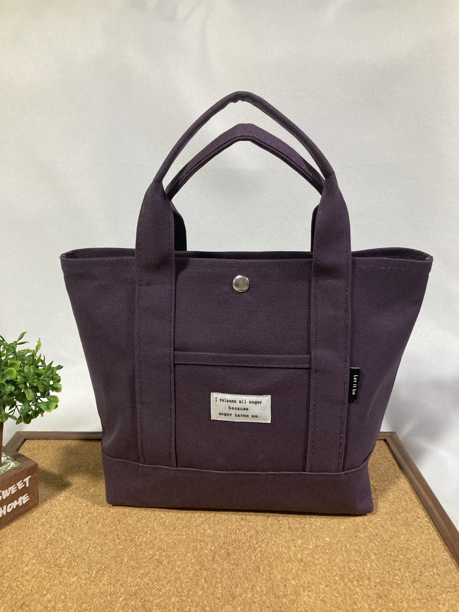 はんび　トートバッグ　ハンドメイド　ブラック　パープル パープル - トートバッグの人気通販 | minne byGMOペパボ 国内