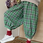 【ぽわんと♡可愛い】ピエロパンツ🤡★バルーンパンツ♪グリーンチェック柄☘️
