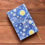 【四六判ソフトカバー用】月夜のブックカバー　布　ブルー　青　星空　夜空　月　銀河　宇宙　星　ゴッホ　Ｂ６