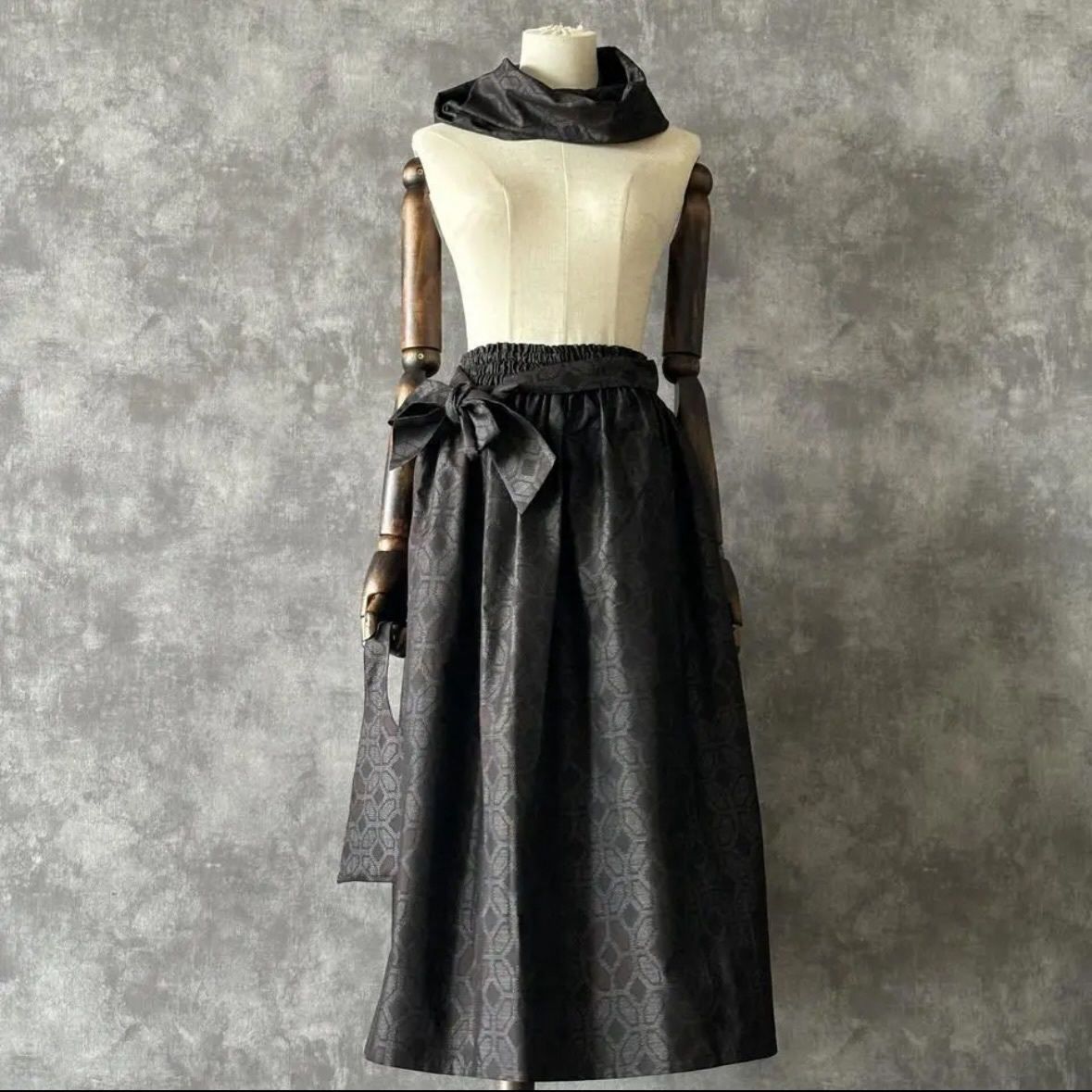 ❣️本場泥大島紬リメイクギャザースカート ベスト セットアップ【M