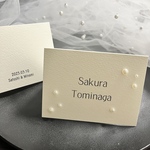 【マーメイド紙】席札　パール付き　結婚式　ウェディング　６種類のフォントより選べる！
