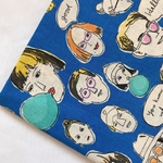 【綿麻シーチング55×50】Funny Face・ブルー