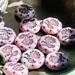 SALE【2コセット】#czech beads#チェコビーズ　daisy flower18㍉ lavender/black irregular color