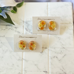 ビタミンカラーイヤーアクセサリー　ピアス　イヤリング　オレンジ　イエロー　黄色　ポストピアス　クリップピアス　アレルギー対応　一粒　オーバル