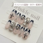 【オーダーネイルチップ】韓国ネイル ワンホンネイル 推し活ネイル ちゅるんネイル シズニルック y2k クロム リボンネイル キラキラネイル 量産型ネイル 【No.59】