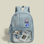 デニムバックパック 推し活リュック 推し活バッグ 痛バッグ 缶バッジ収納バッグ 痛バ 学校バッグ 学生 通勤バッグ 大容量