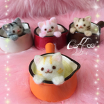 ラテアートなカップのふちにゃん☆クリームトラinハニーラテ♡羊毛フェルトのふわふわラテにゃんこ☆