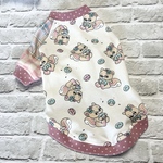 retro-pink Donuts and squirrels& Check patchwork  Ｔシャツ Ｓ