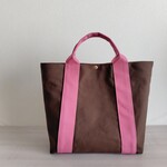 帆布トートバッグLL (持ち手傾斜) ブラウン×カメリア 倉敷帆布 