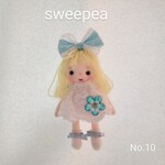 専用ページ★ブローチバッグチャーム ドール 9cm No.10　ブルーのヘアリボン