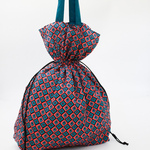 巾着サブバッグ　エコバッグ　マチ付き　鮮やかなターコイズ　新年度　春　母の日ギフト