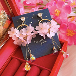 大人可愛い💕春🍃桜🌸クリスタル✨️ティアドロップ ピアス イヤリング レディース アクセサリー 卒業・卒園🎓✨🌸入学・入園✨