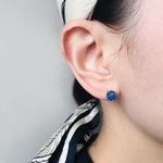 ロイヤルブルー*【タイニービーズボール】ピアス/イヤリング