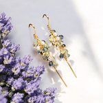 ブルー＊ミックスカラー＊ロングピアス/イヤリング