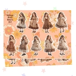 コラージュシート　Vintage Dress Retoro Girl