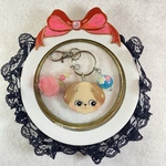 かわいいアニマルキーホルダー いぬ 赤りんご ハンドメイド