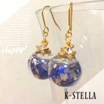 夜空の星 シルバーガラスドームピアス