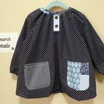 ★長袖スモック・遊び着★ 濃紺★ドット★120 