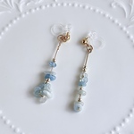 天然石 アクアマリン  3月誕生石　ノンホールピアス  イヤリング   ピアス　Minette☆–ST026  