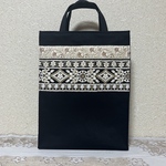 紙袋風トートバッグ☆フォーマル・インド刺繍黒(底板付き)