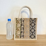 初秋にぴったり🍂インド刺繍リボンのジュートバッグ/ブラック×ブラウン系/かごバッグ/エコバッグ/サブバッグ