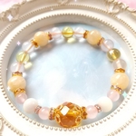 桜ハニー🌸🍯～honey sweet～天然石 ブレスレット💎元気✴️ポジティブ🎶金運👛人気運🌟幸運🌈恋愛成就💘愛情💝魅力アップ🎀癒し💚✨春/はちみつ/お花見          