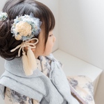 七五三 七五三髪飾り 卒業式 和装 ヘッドパーツ ドライフラワーヘアアクセサリー お食い初め ベビー袴 浴衣 着物 ヘアクリップ　ブルー　水色　寒色