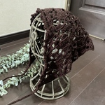 ‪☆シルク素材 ♥️バブーシュカ/スカーフ/ヘッドドレス 三角巾‪☆ダークブラウン