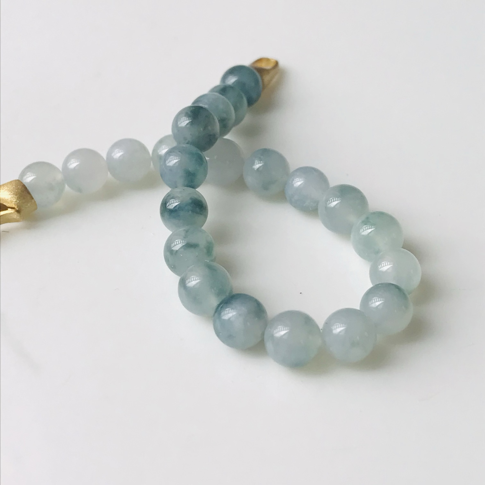 [B00-015］ ジェイド　JADE ヒスイ　本翡翠　ブレスレット　天然石　ミャンマー産　氷翡翠