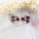 輝きの花　パープル　ピアス　イヤリング　
