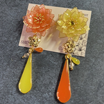 【6850円→4850円】芳月下美人 オレンジ×黄色‎🧡‬💛ビビットマカロンカラー揺れる ピアス イヤリング