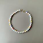 White rainbow Pearl mix colour necklace (NO.6083)