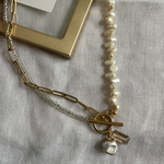 淡水パールmix gold necklace
