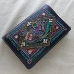 文庫サイズブックカバー　拭き染め＆刻印  牛革