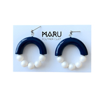 ネイビーarch × パール　ピアス/イヤリング
