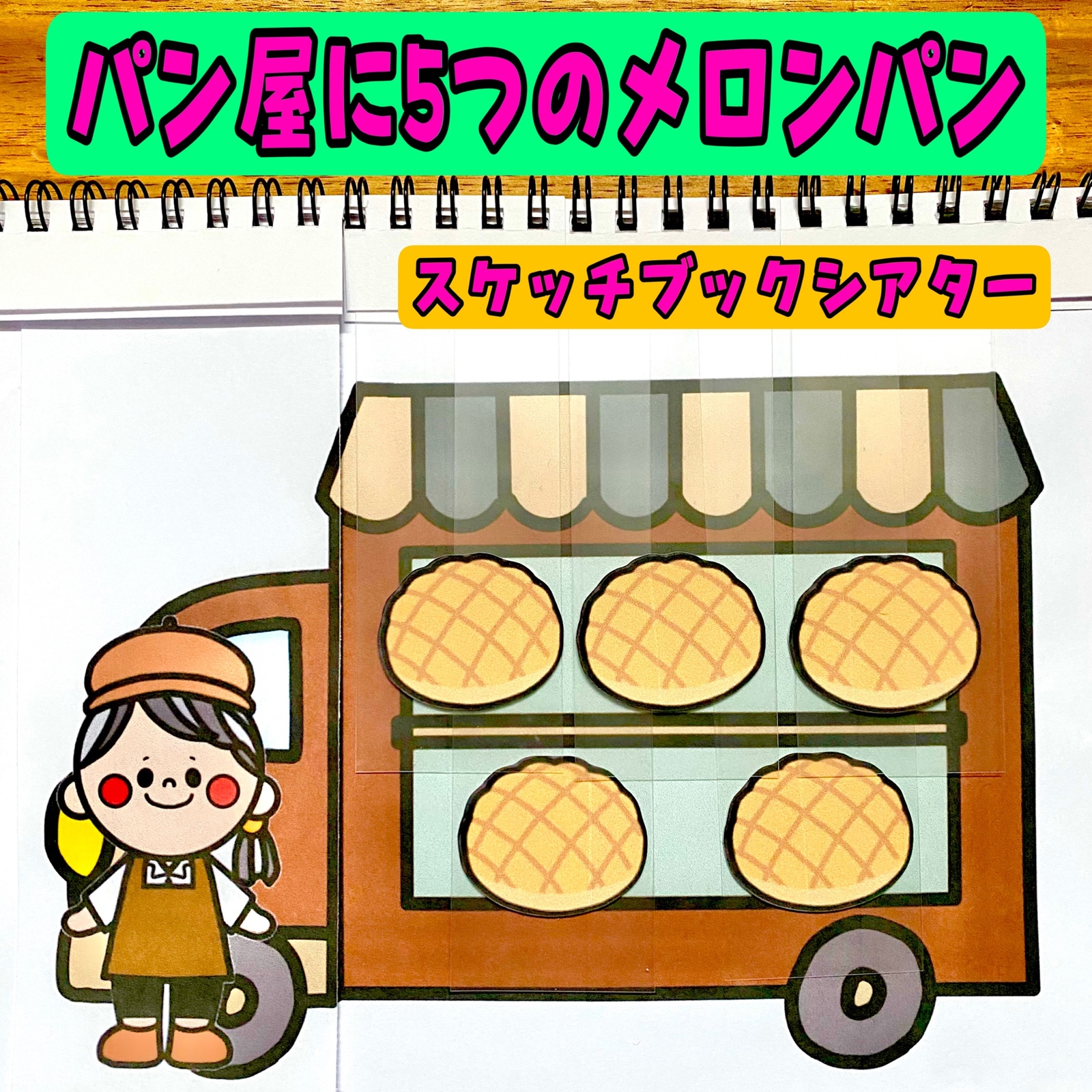 パン屋に5つのメロンパン 保育教材 パン屋さんにおかいもの 製作
