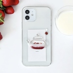 iPhoneケース　全機種対応　スマホケース　いちごミルクティーポット　クリア　シンプル　レジン　iPhone13 iPhone14 iPhone15 iPhone16   17他　Android