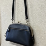 ten-senna様レザー親子がま口長財布ポシェット＊黒&エコバック ポーチ